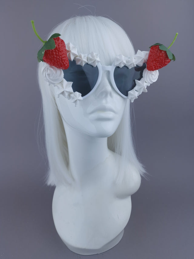 Pearls & Swine: Strawberries & Cream Heart-Shaped Sunglasses "SweetTreat"