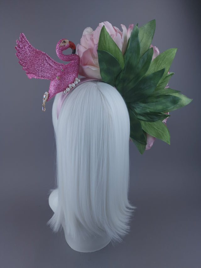 Pearls & Swine: Headdress Pink Flamingo, Pearl & Peony