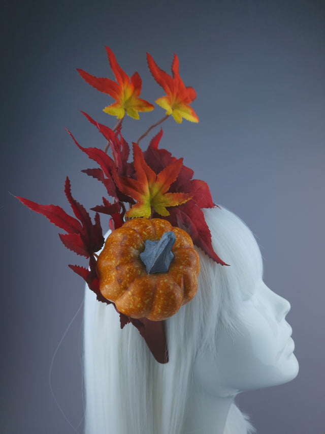 Pearls & Swine: Autumnal Headdress with Leaves & Pumpkin "Spice"