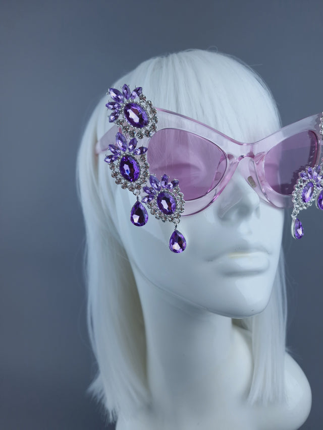 "Zahra" Purple Jewel Cateye Sunglasses