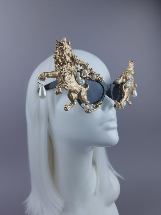 Pearls & Swine: Gold Lion Filigree & Pearl Sunglasses "Roar"