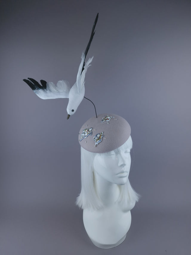 Pearls & Swine: Kitsch Glitter Seagull Poop Fascinator Hat "Mierda"