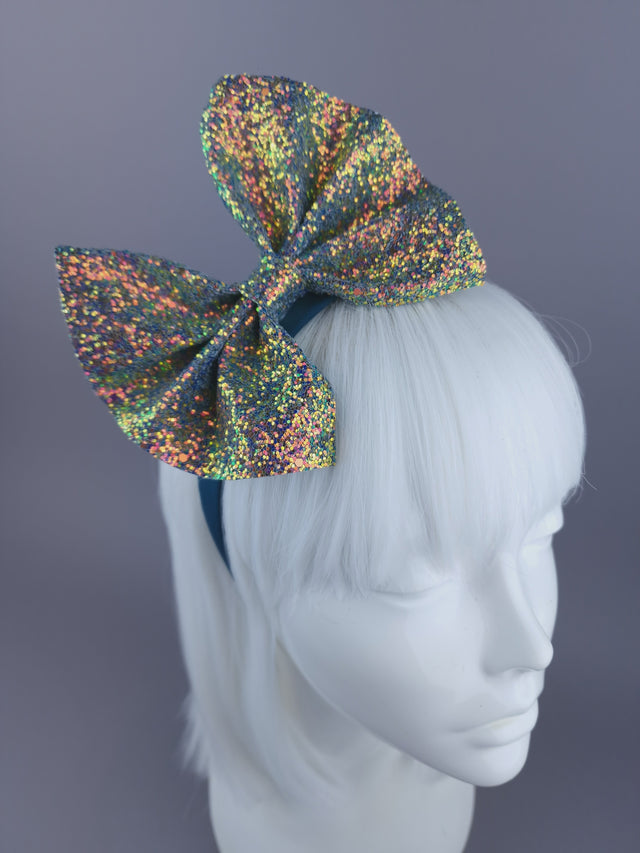 Glitter Bow Teal Headpiece
