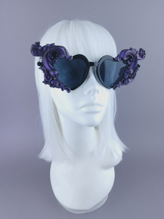 "Jupiter" Purple & Black Filigree Heart Shaped Sunglasses