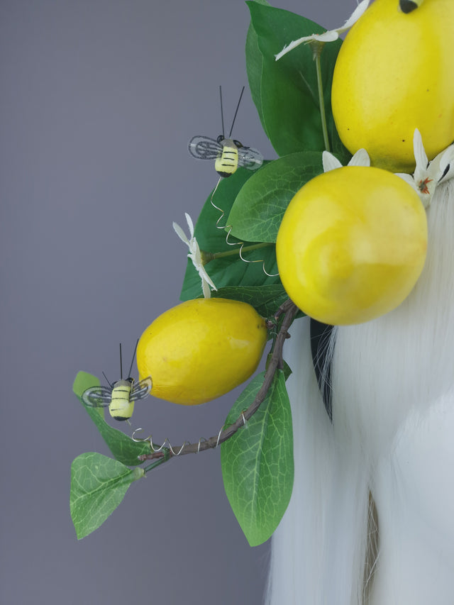 Yellow Lemons & Bees Headpiece "Joy"