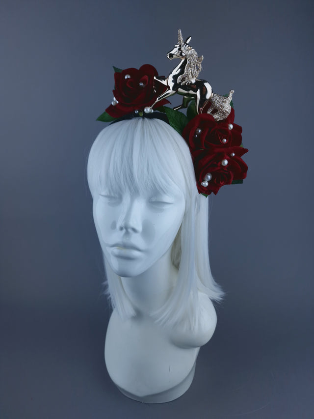 Unicorn, Pearls & Roses Xmas Headdress