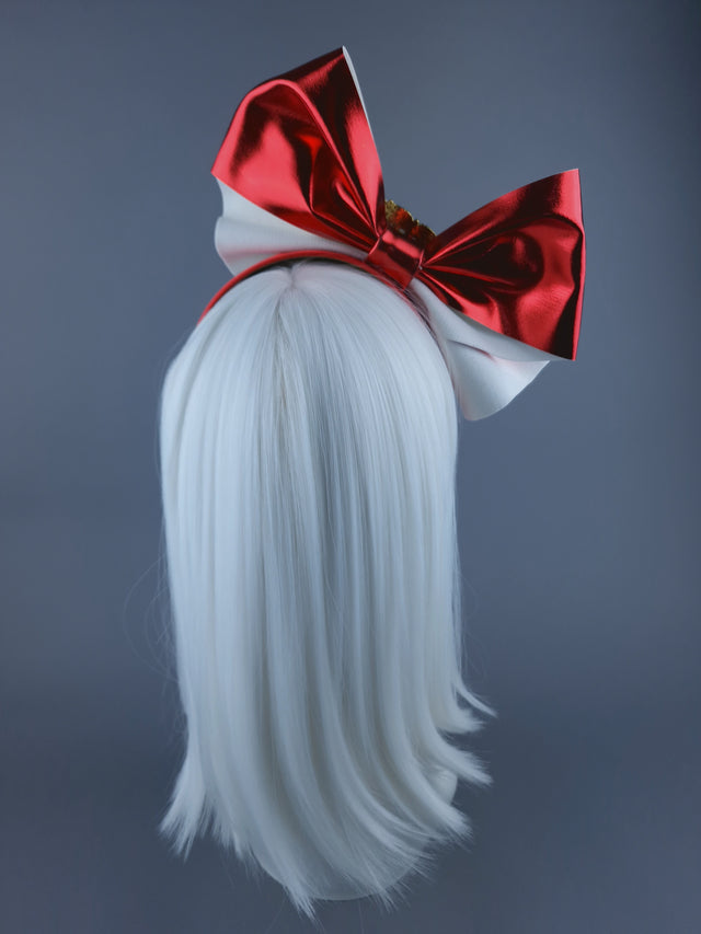 Red Metallic Bow & Jewel Xmas Headdress