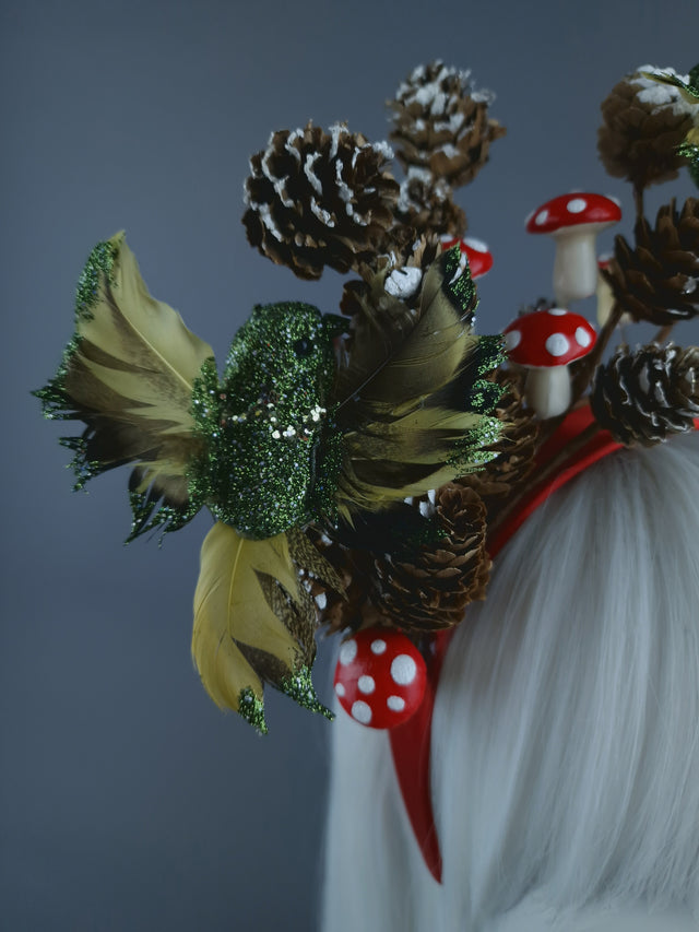 Pine Cones, Mushroom & Birds Xmas Headdress