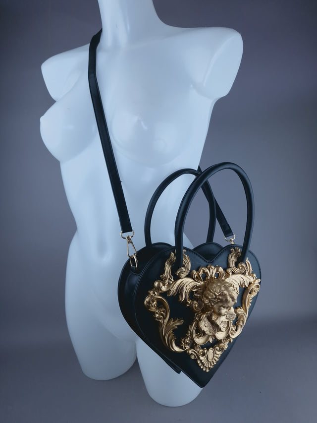 "Raphael" Gold Filigree Heart Shaped Handbag