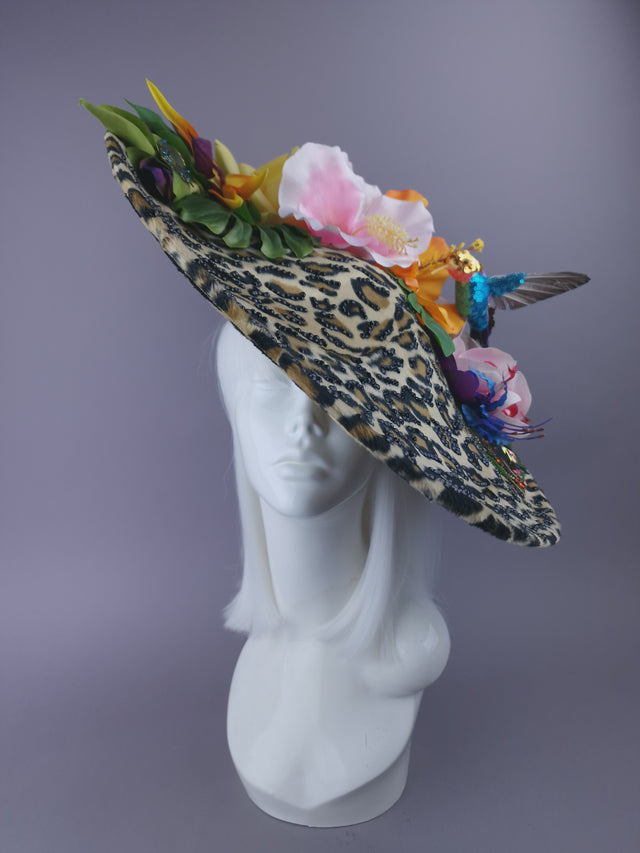 Pearls & Swine: Bespoke Commission Tropical Flower Leopard Print Hat