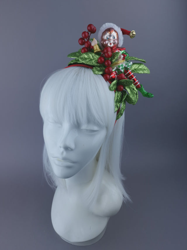 Elf, Berries & Glittered Leaves Xmas Headdress
