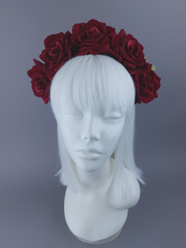 SAMPLE! Red Rose Flower Headdress & Neckpiece