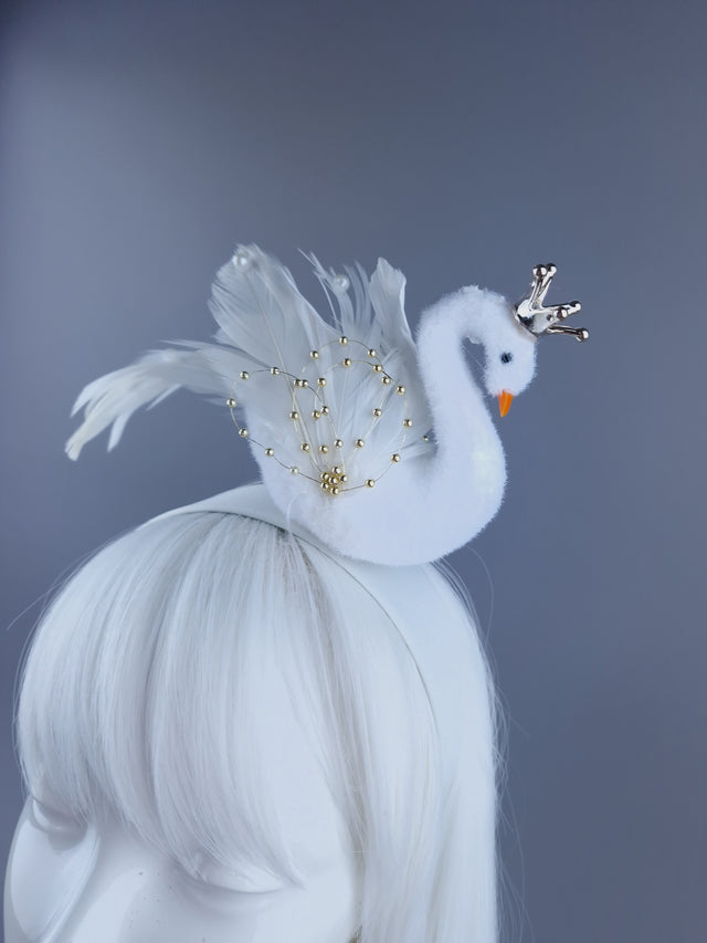 "Song" Swan with Llittle Crown Headpiece