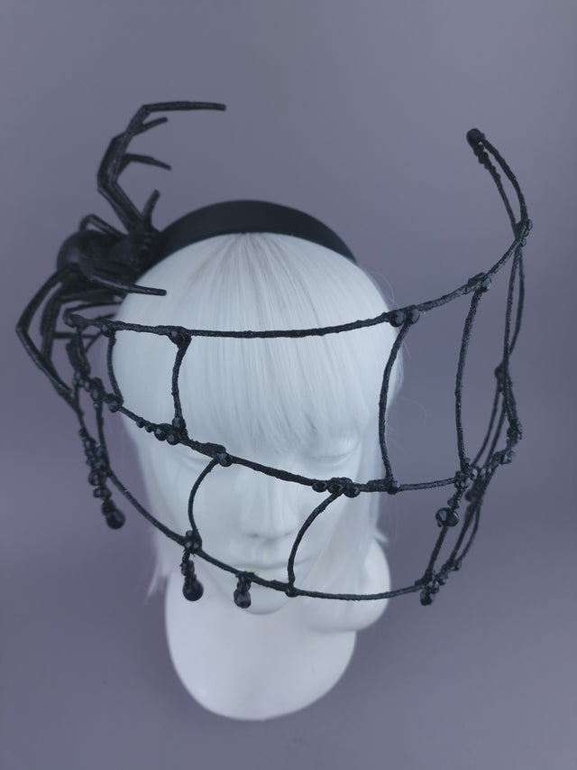 Pearls & Swine: Maximalist Spider & Web Headdress "Capture"