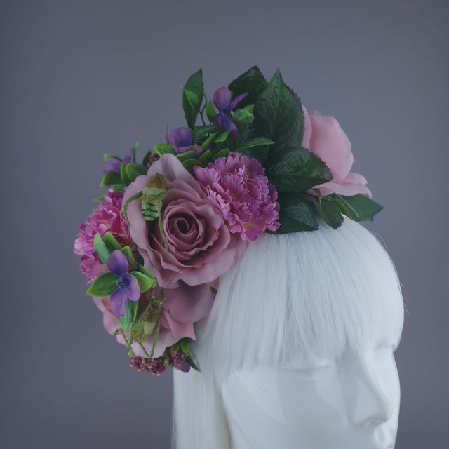 Pink Flower & Grasshoppers Headpiece