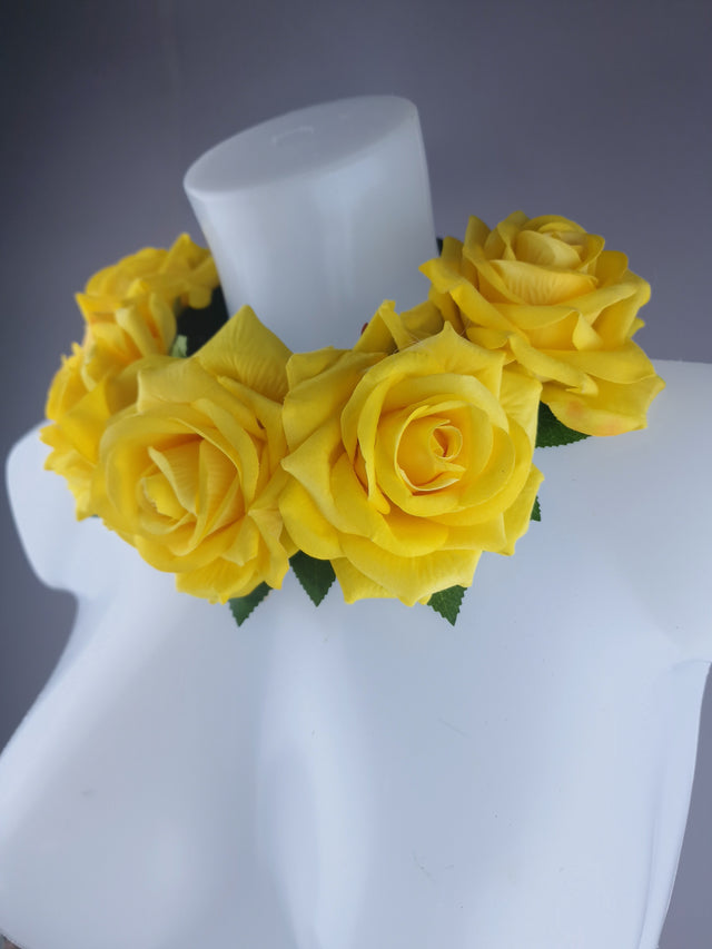 "Eva" Yellow Rose Flower Headdress & Neckpiece