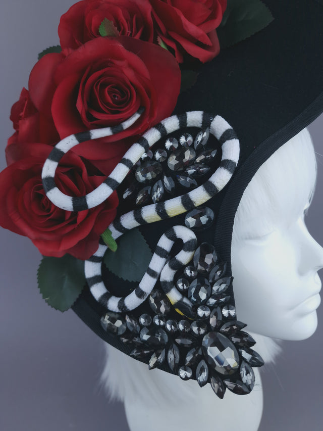 Pearls & Swine: Statement Red Rose Snake Hat