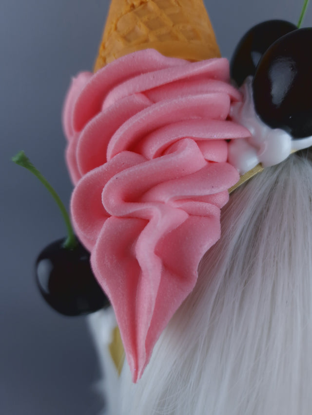 Pink Dropped Ice-cream & Cherries Headband