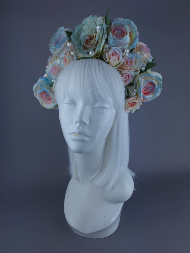 "Lolitta" Pastel Rose & Pearl Flower Headdress & Neckpiece