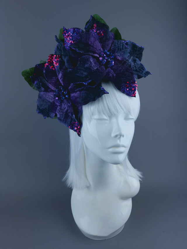 Purple Velvet Poinsettia Xmas Headdress