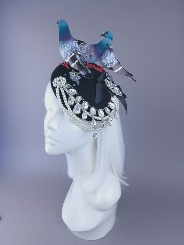 Pearls & Swine: Quirky Chic Pigeon Poop Fascinator Hat "Merde"