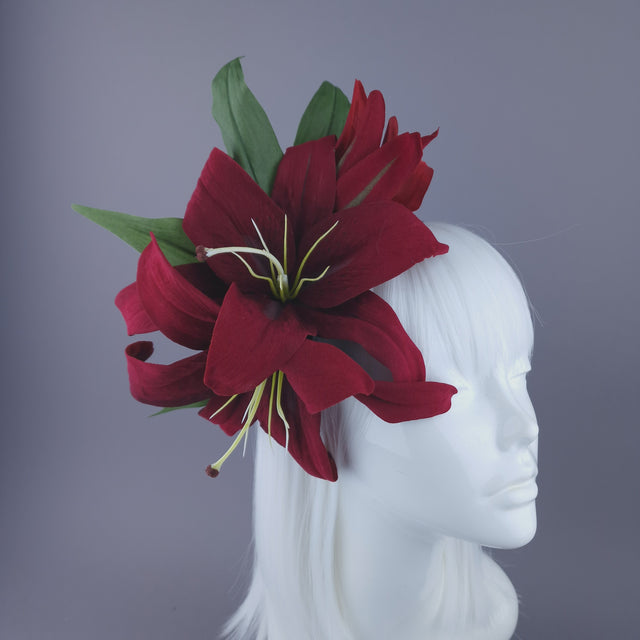 Red Lillies Flower Headpiece
