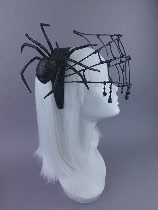 Pearls & Swine: Maximalist Spider & Web Headdress "Capture"