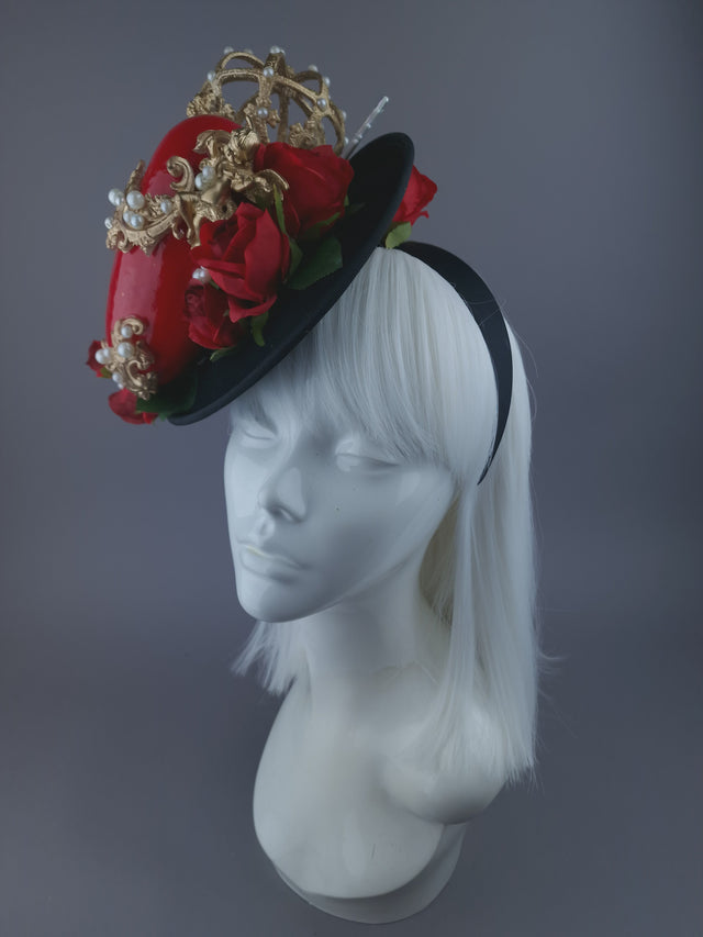 Pearls & Swine: Hat Red Sacred Heart, Cherub & Roses
