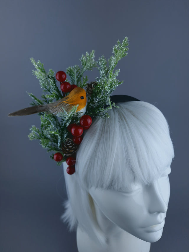 Robin Bird & Berries Xmas Headband