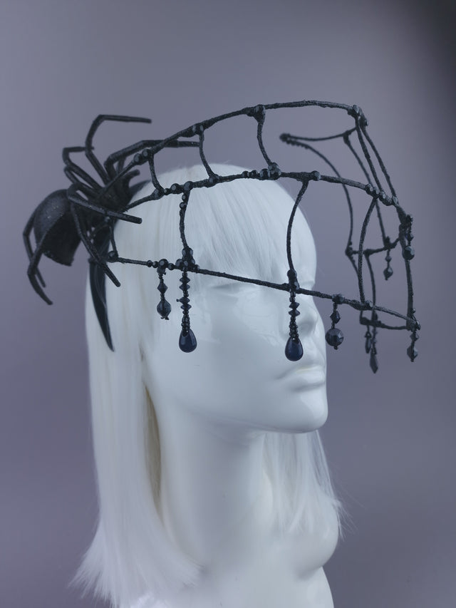 Pearls & Swine: Maximalist Spider & Web Headdress "Capture"