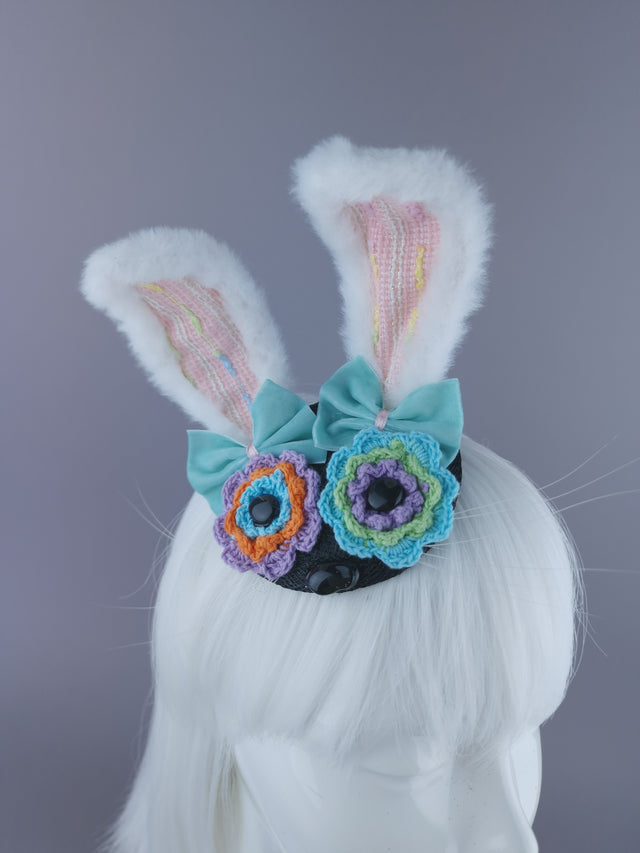 "Zinnia" Flower Eye Bunny Ear Mini Fascinator