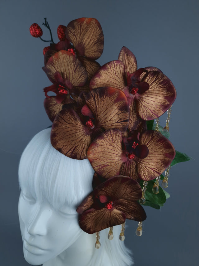 Gold & Red Orchid Xmas Headdress