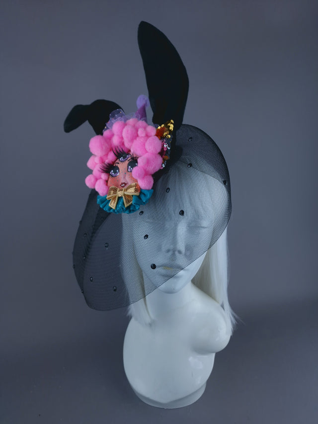 "Bunnie" Dollface Fascinator Hat with Veil