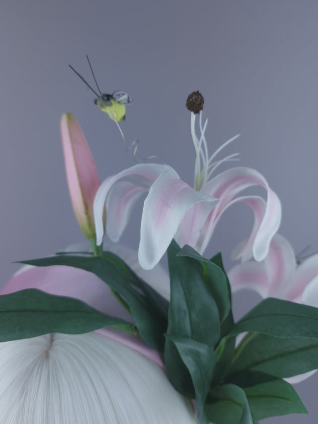 "Summa" Pastel Pink Flower & Bees Headdress