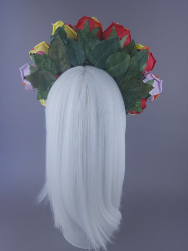 Rainbow Roses Headdress - SAMPLE
