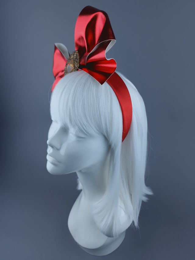 Red Metallic Bow & Jewel Xmas Headdress