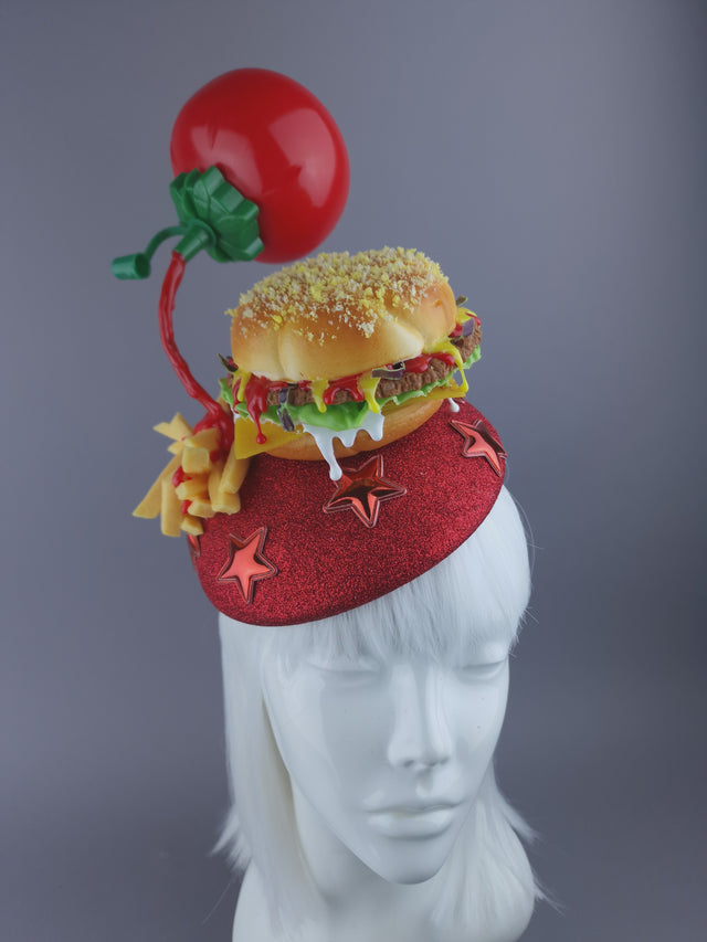 "Royale with Cheese" Burger & Chips Food Fascinator Hat Headdress