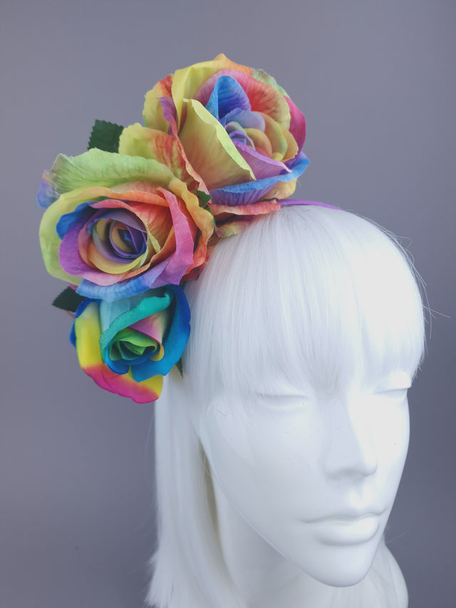 Pearls & Swine: Pride Rainbow Rose Flower Headdress "Sappho"