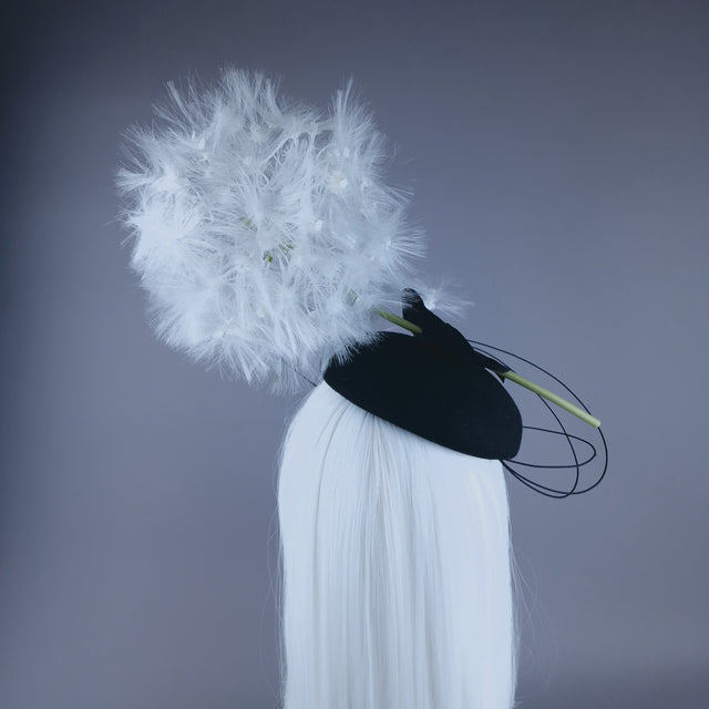 "Dandi-licious" Dandelion & Bow Black Fascinator Hat