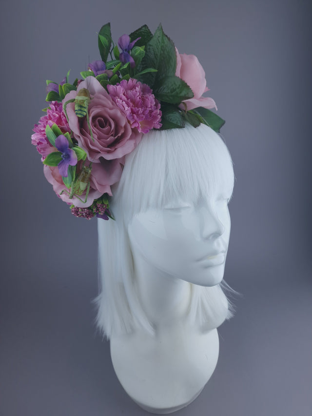 Pink Flower & Grasshoppers Headpiece