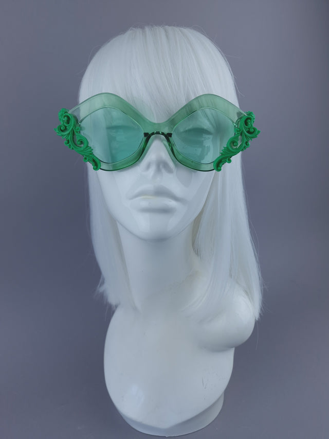 Pearls & Swine: Green Filigree Sunglasses - LIMITED EDITION