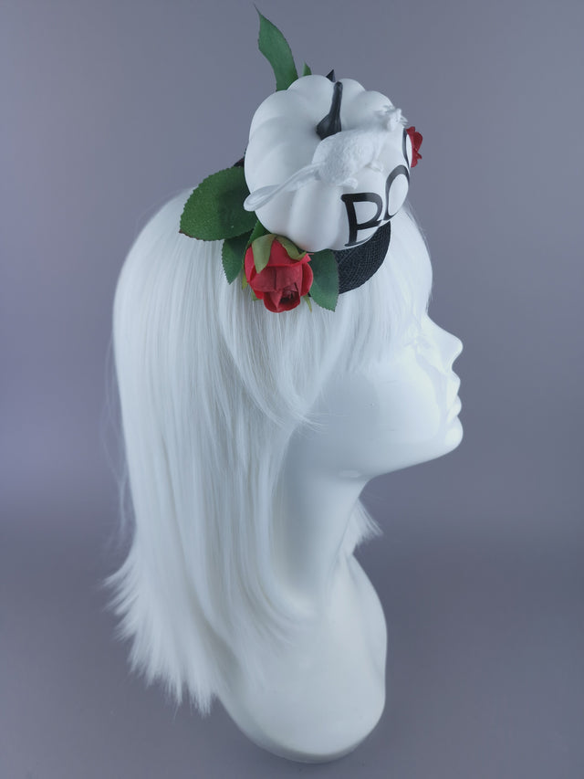 "Dreda" White Pumpkin, Ray & Roses Mini Fascinator