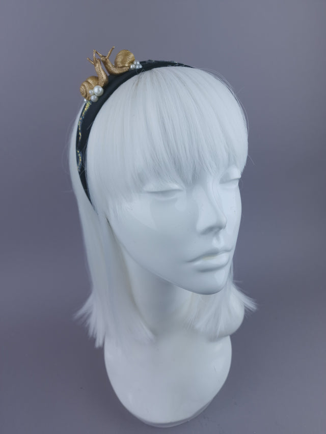 Pearls & Swine: Gold & Pearl Kissing Snails Headpiece "Hello Beautiful"