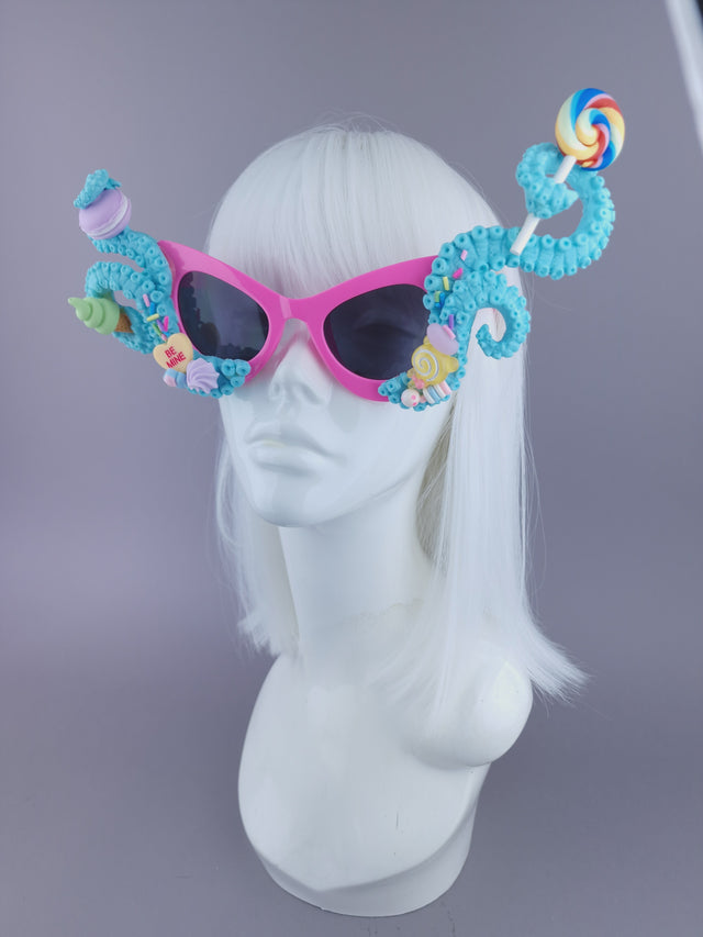 Pearls & Swine: Pastel Blue Tentacle Candy Sweets Sunglasses "Sugarie"