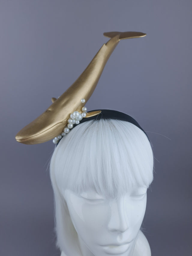 "Whale of a Time" Gold Whale & Pearl Headpiece