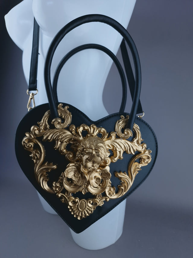 "Raphael" Gold Filigree Heart Shaped Handbag