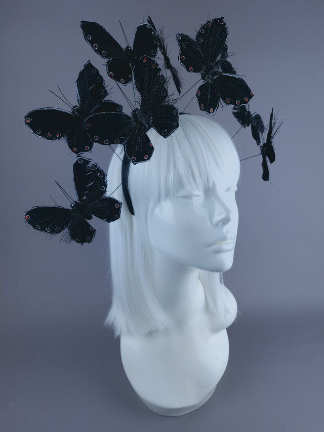 "Flit" Black Butterfly Headdress