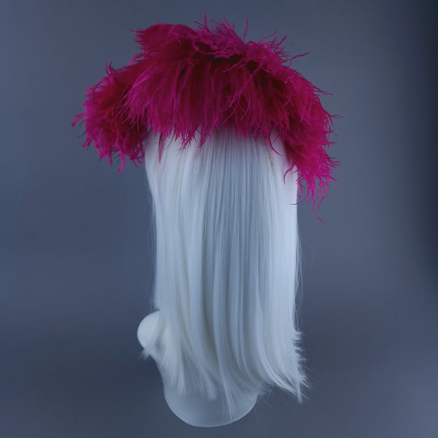 "Nomi" Pink Feather Headdress with Jewel