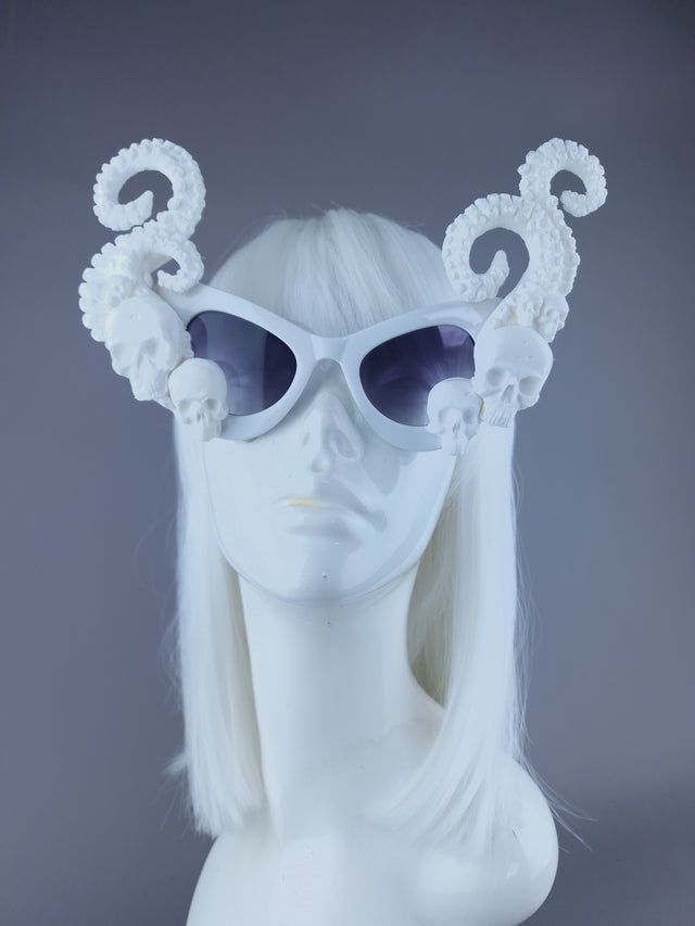 "Incantation" White Skulls Kraken Tentacles Sunglasses