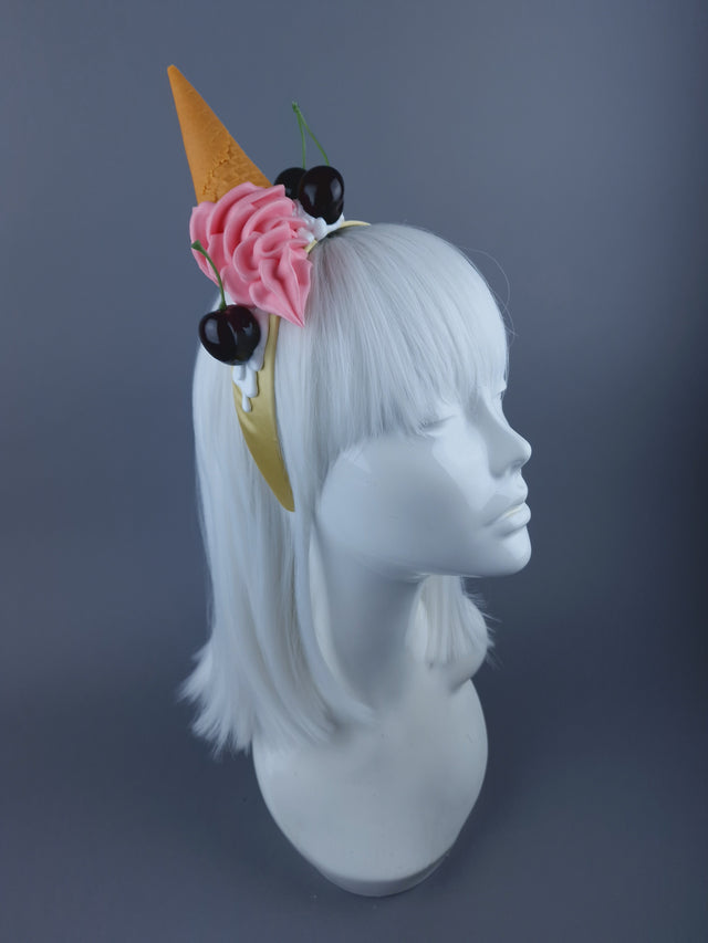 Pink Dropped Ice-cream & Cherries Headband